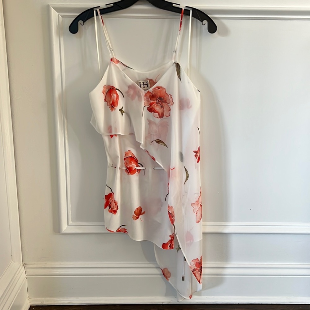 Haute Hippie Faye Tank Flowing Flower Asymmetric Blouse NWT $275